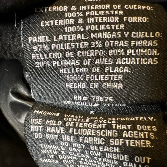 London Fog S Full Zip Black Down Filled LightWeight Coat Puffer Middle Knit Side - Picture 6 of 7